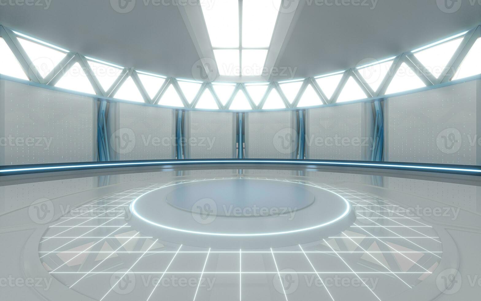 Empty round science fiction room, 3d rendering. photo
