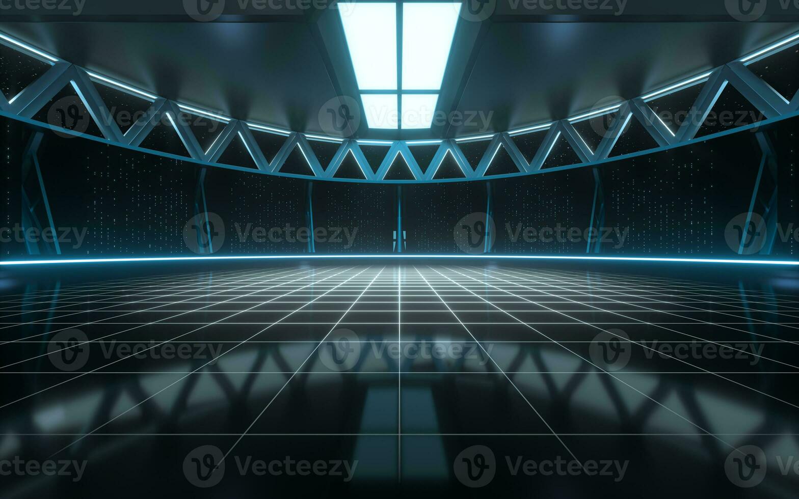 Empty round science fiction room, 3d rendering. photo