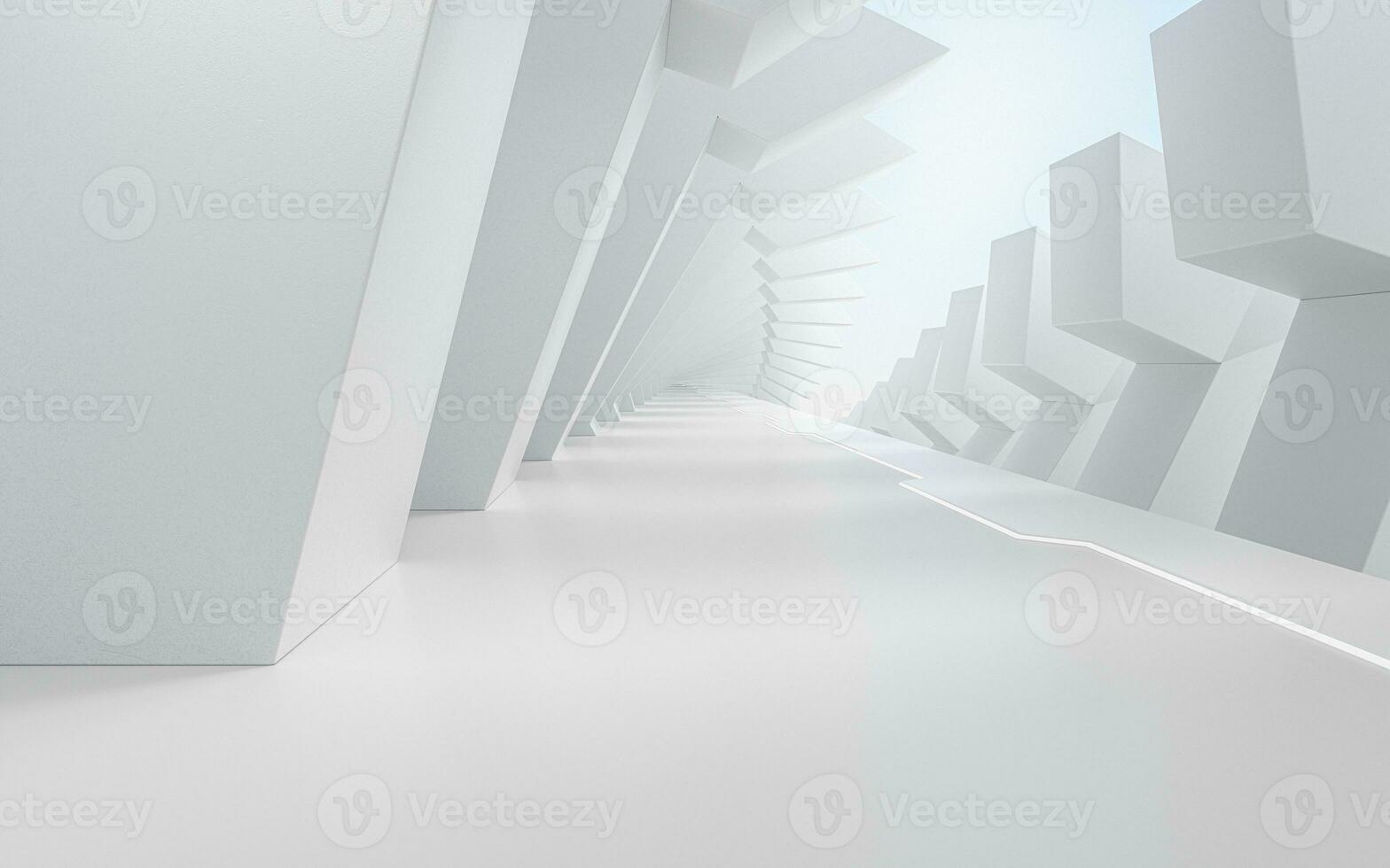 White empty tunnel, 3d rendering. photo