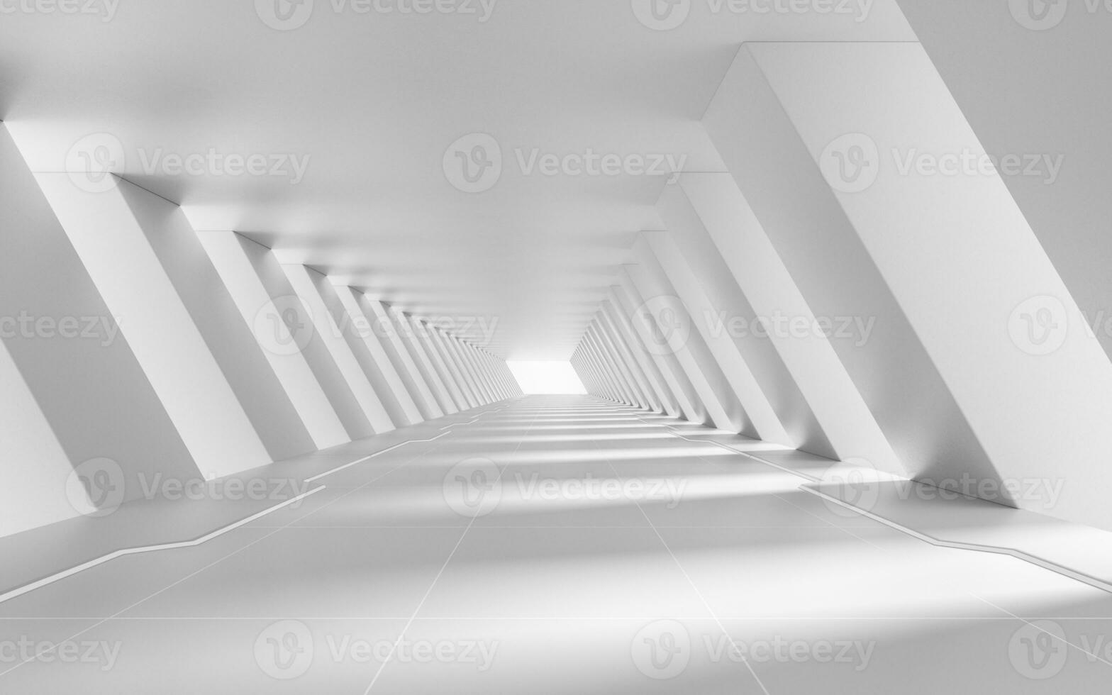 White empty tunnel, 3d rendering. photo