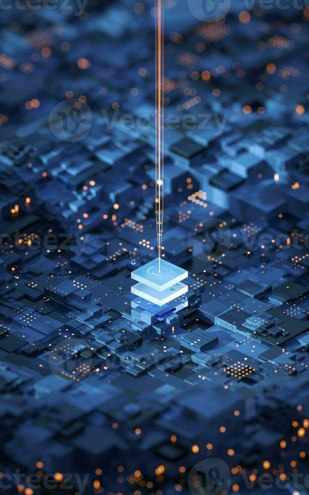 Circuit and materials, science and technology, 3d rendering. photo