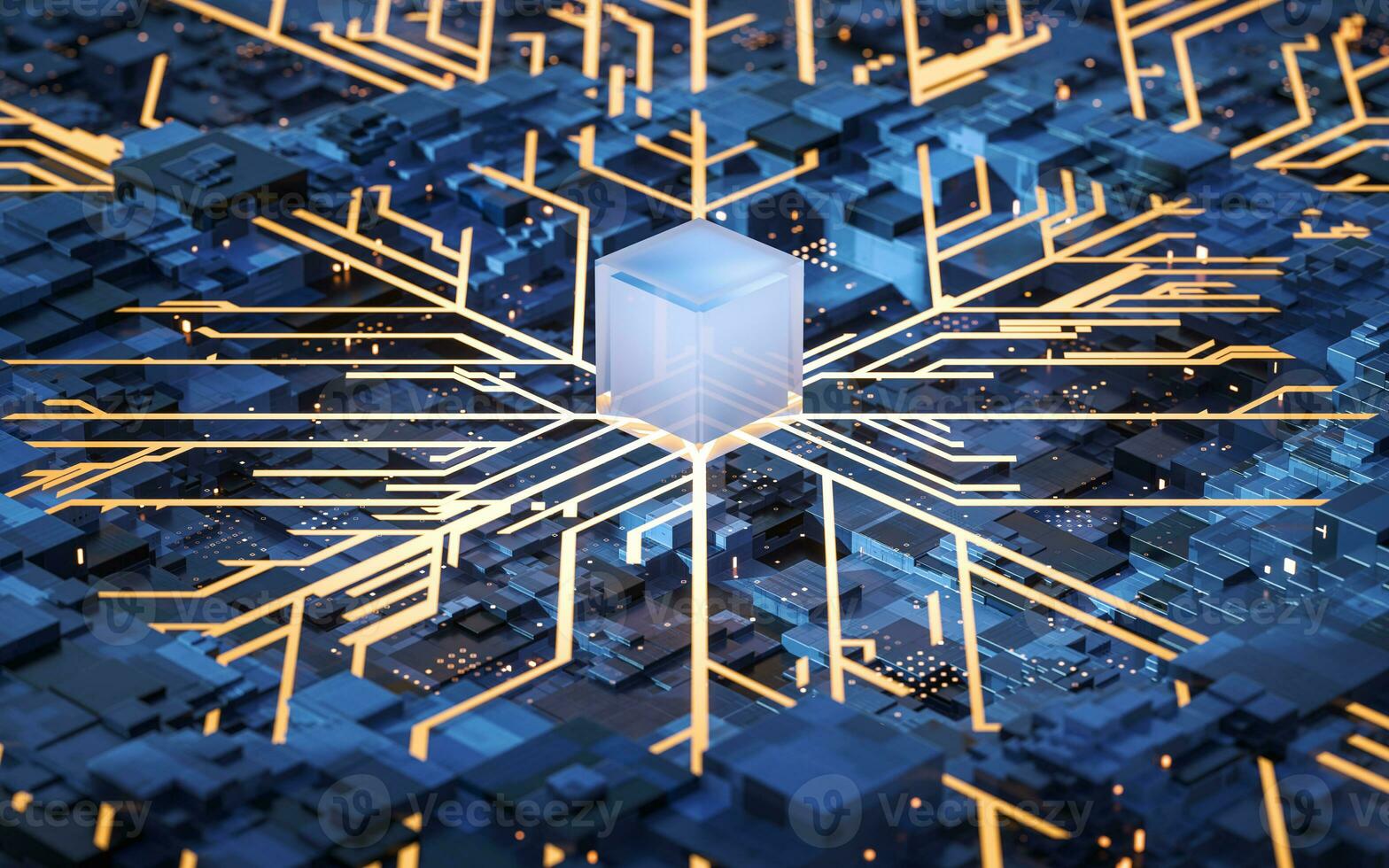 Circuit and materials, science and technology, 3d rendering. photo
