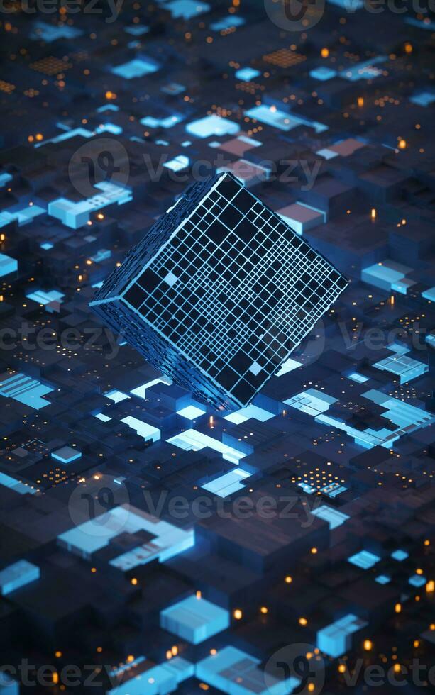 Circuit and materials, science and technology, 3d rendering. photo