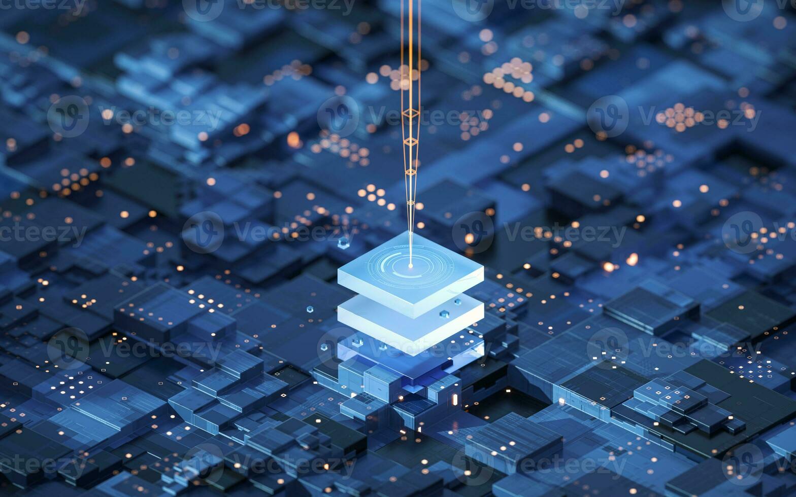 Circuit and materials, science and technology, 3d rendering. photo