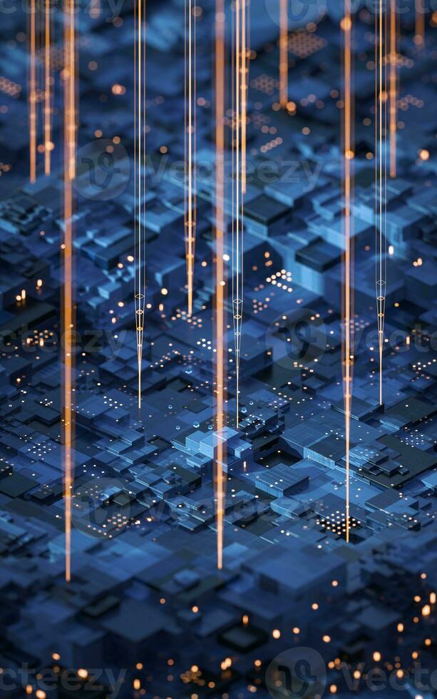 Circuit and materials, science and technology, 3d rendering. photo