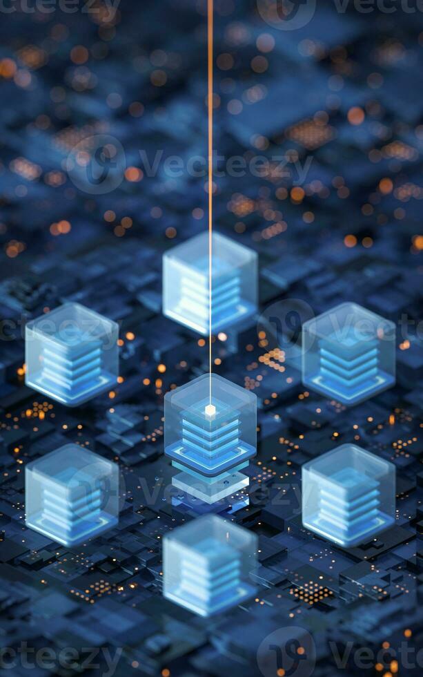 Circuit and materials, science and technology, 3d rendering. photo