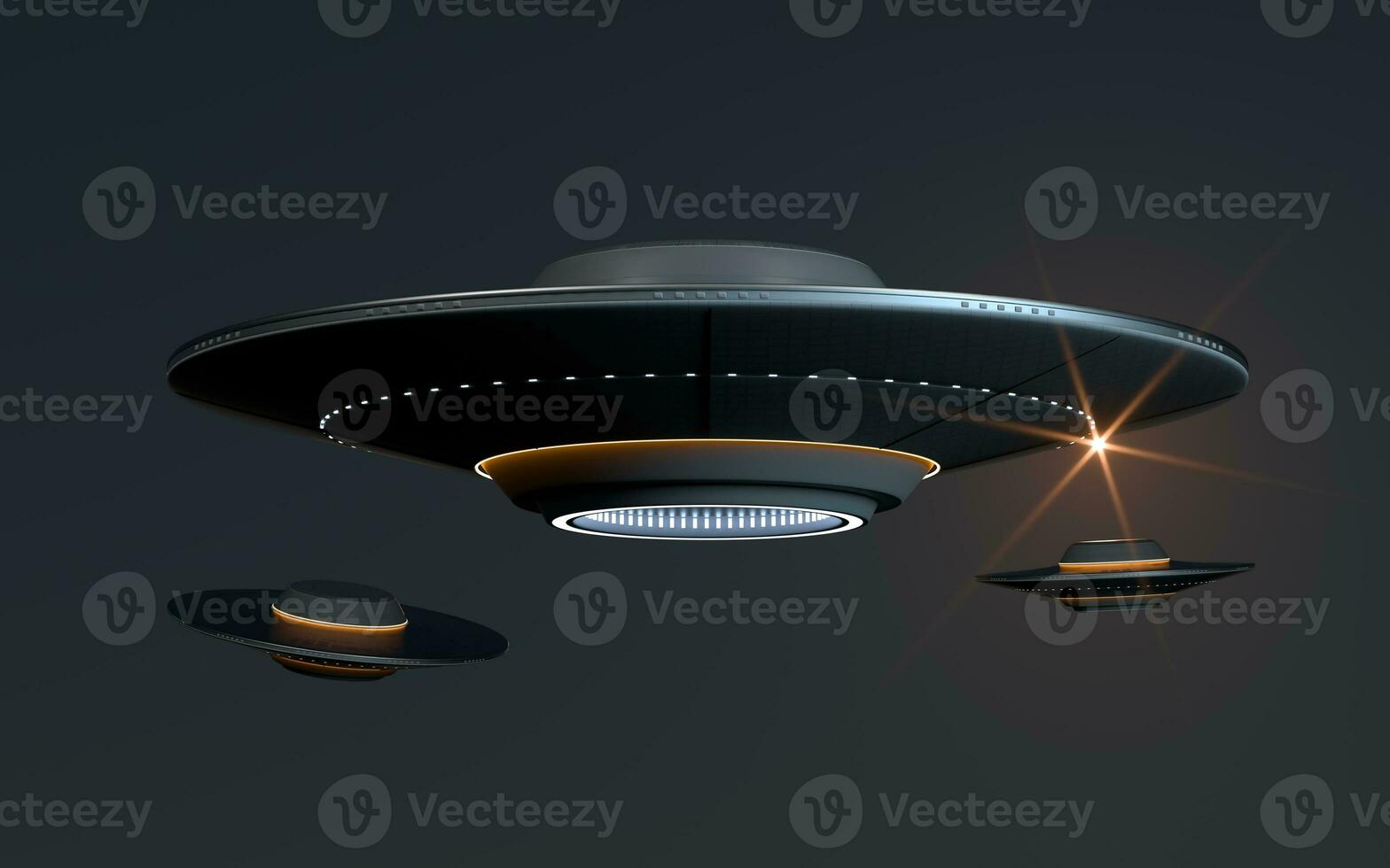 Science fiction UFO spaceships, 3d rendering. photo