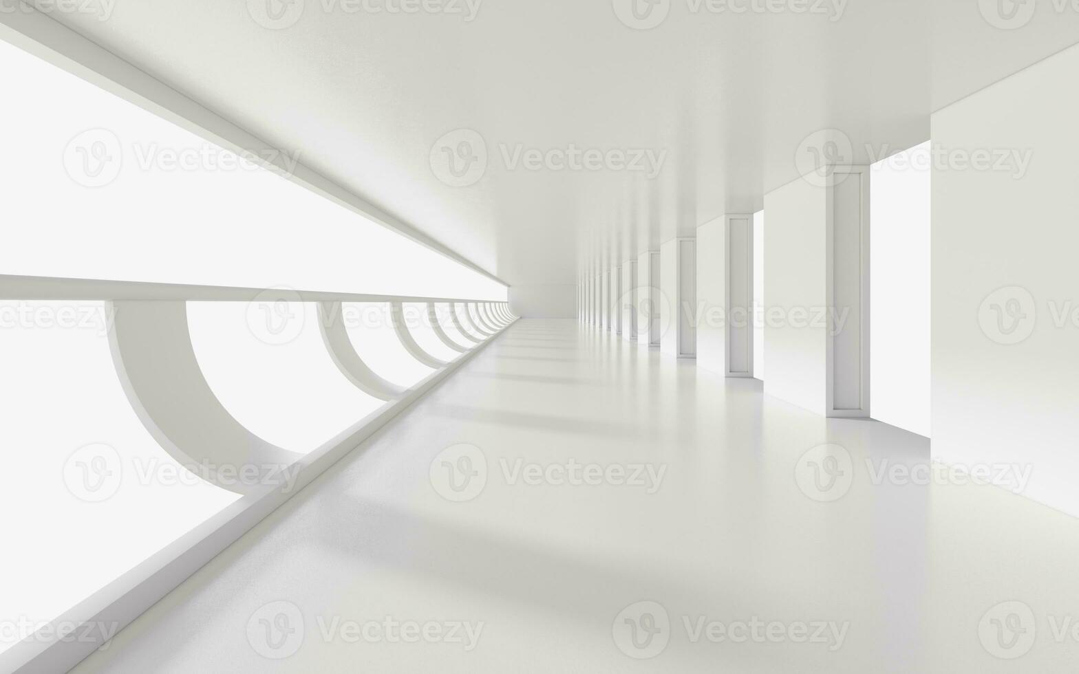 vacío blanco túnel, 3d representación. foto