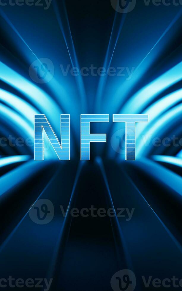 NFT nonfungible tokens concept and circuit, 3d rendering. photo