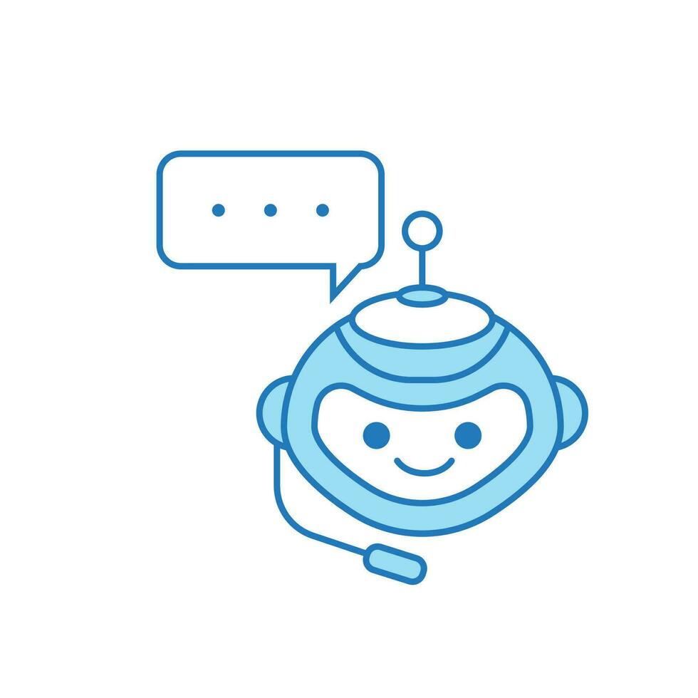 Chatbot Icon or Virtual Assistant Icon Design with Bubble Speech and Headset vector