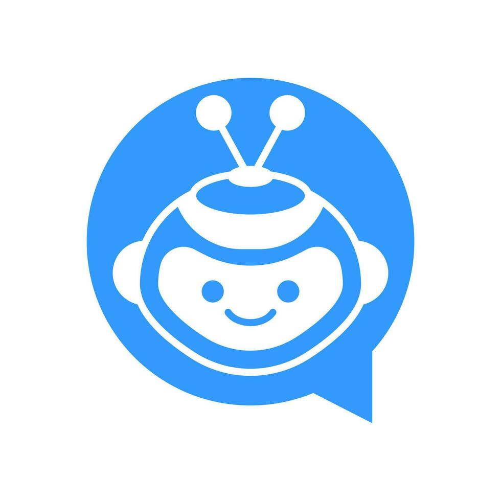 Robot Chat Bot Vector Design. Robotic Assistant icon isolated on bubble speech sign