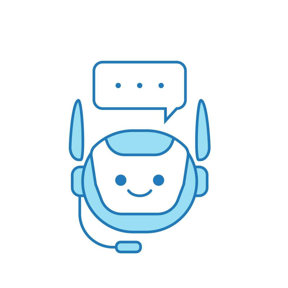 Chatbot Icon or Virtual Assistant Icon Design with Bubble Speech and Headset vector