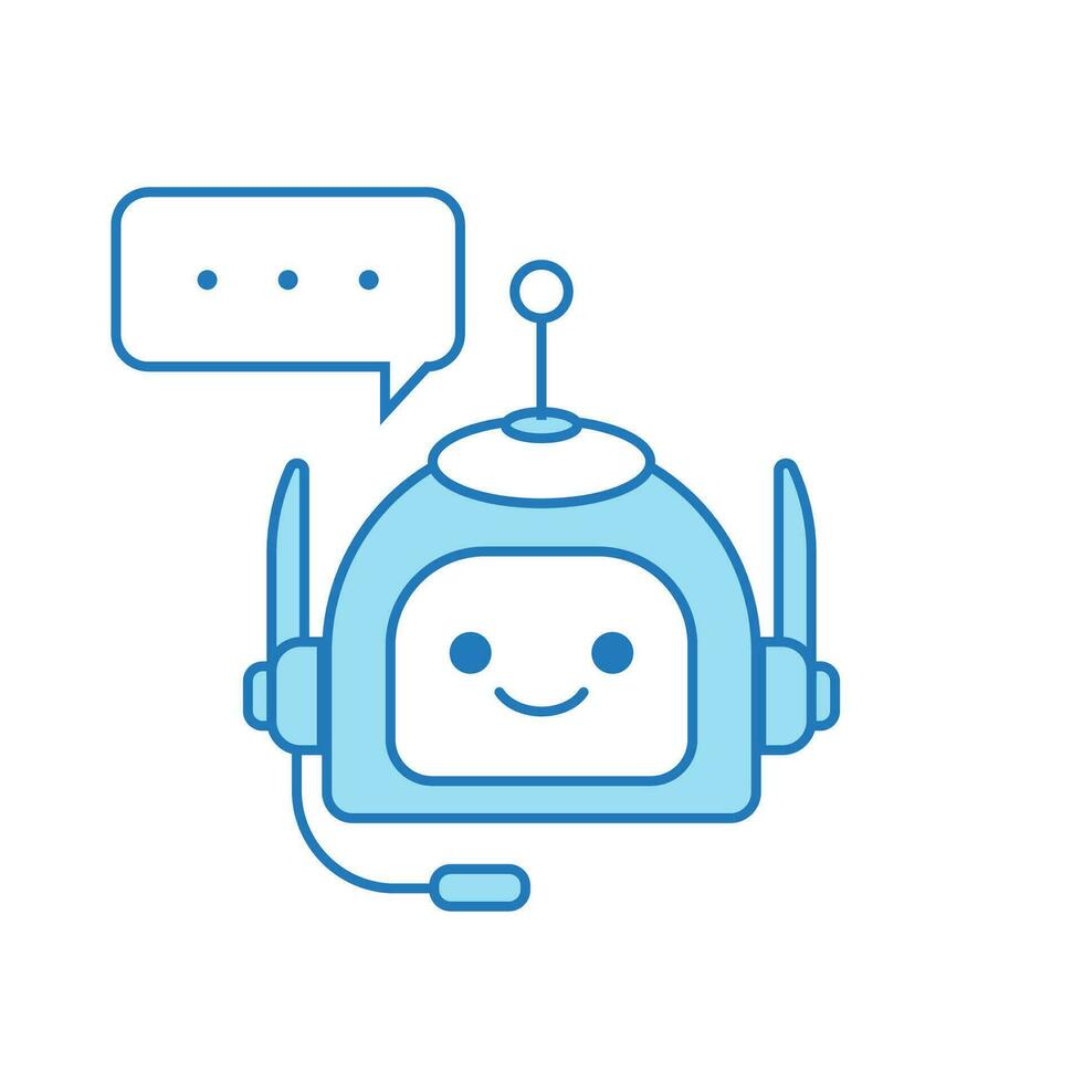 Chatbot Icon or Virtual Assistant Icon Design with Bubble Speech and Headset vector