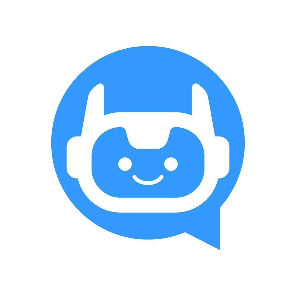 Robot Chat Bot Vector Design. Robotic Assistant icon isolated on bubble speech sign
