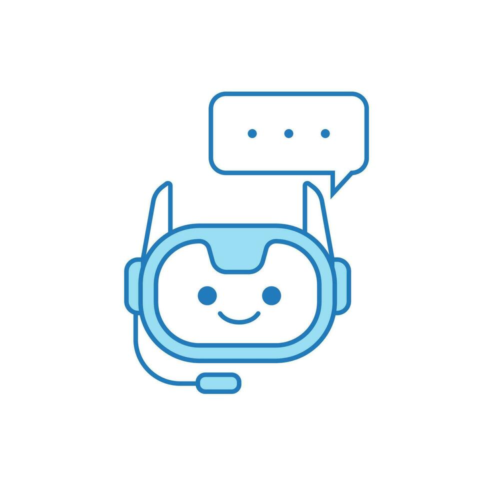 Chatbot Icon or Virtual Assistant Icon Design with Bubble Speech and Headset vector
