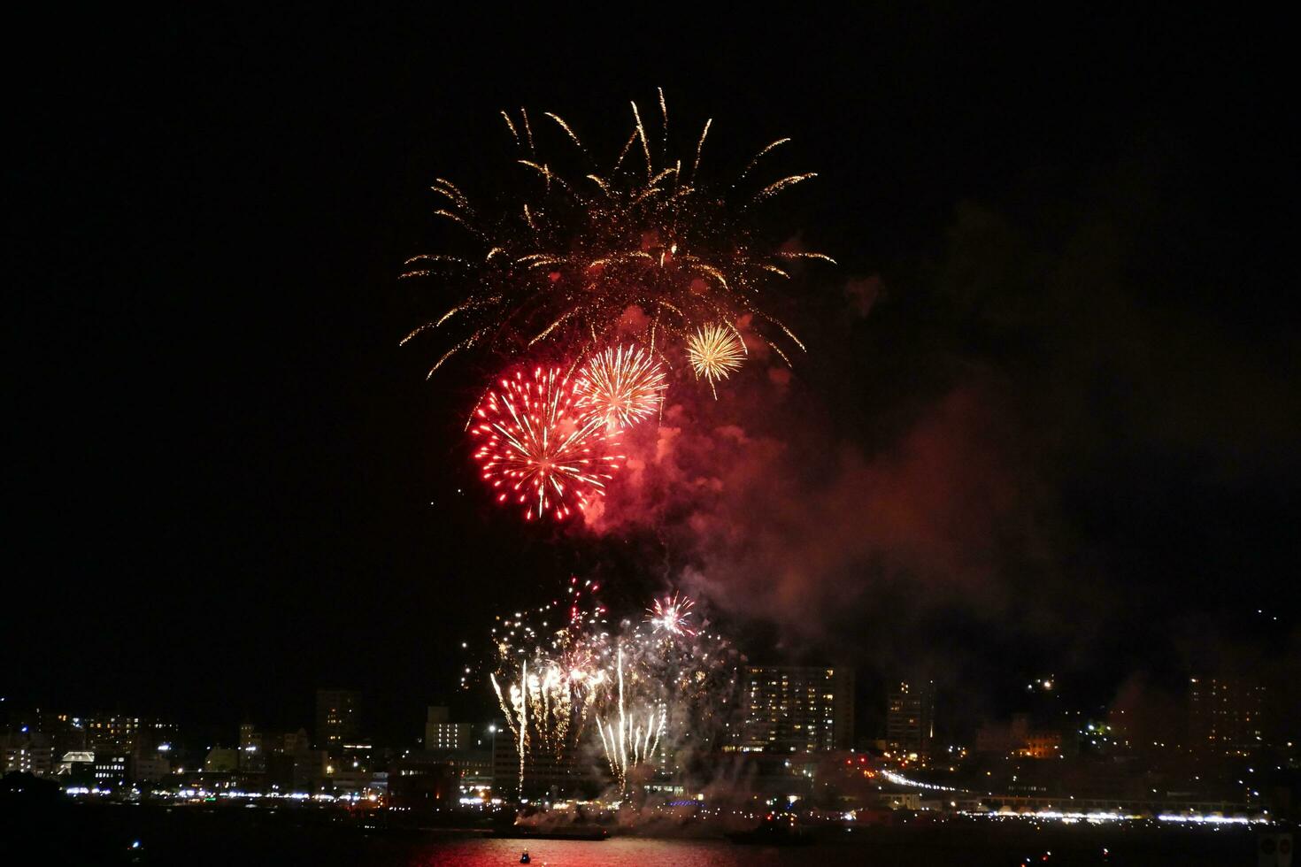 fireworks over the water photo