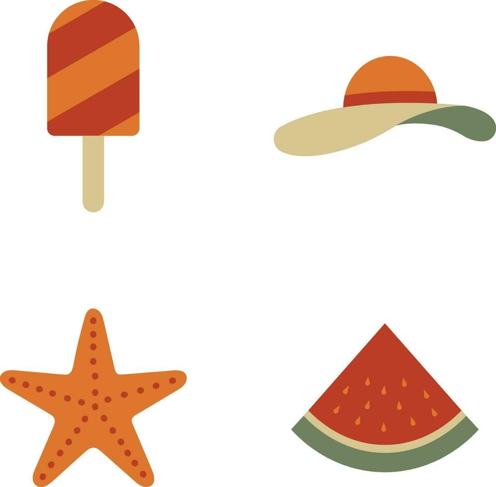 Summer Beach Vector Icon Set. Pro Vector