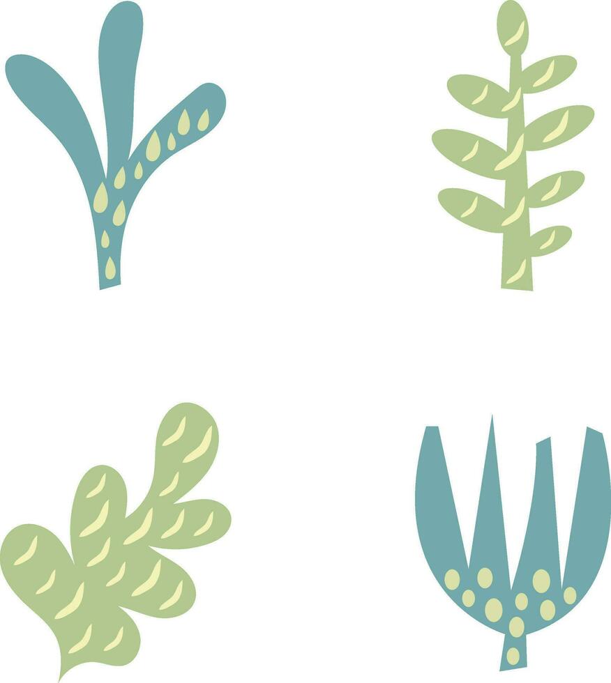 Abstract Botanical Cutout Vector Illustration Set. Pro Vector