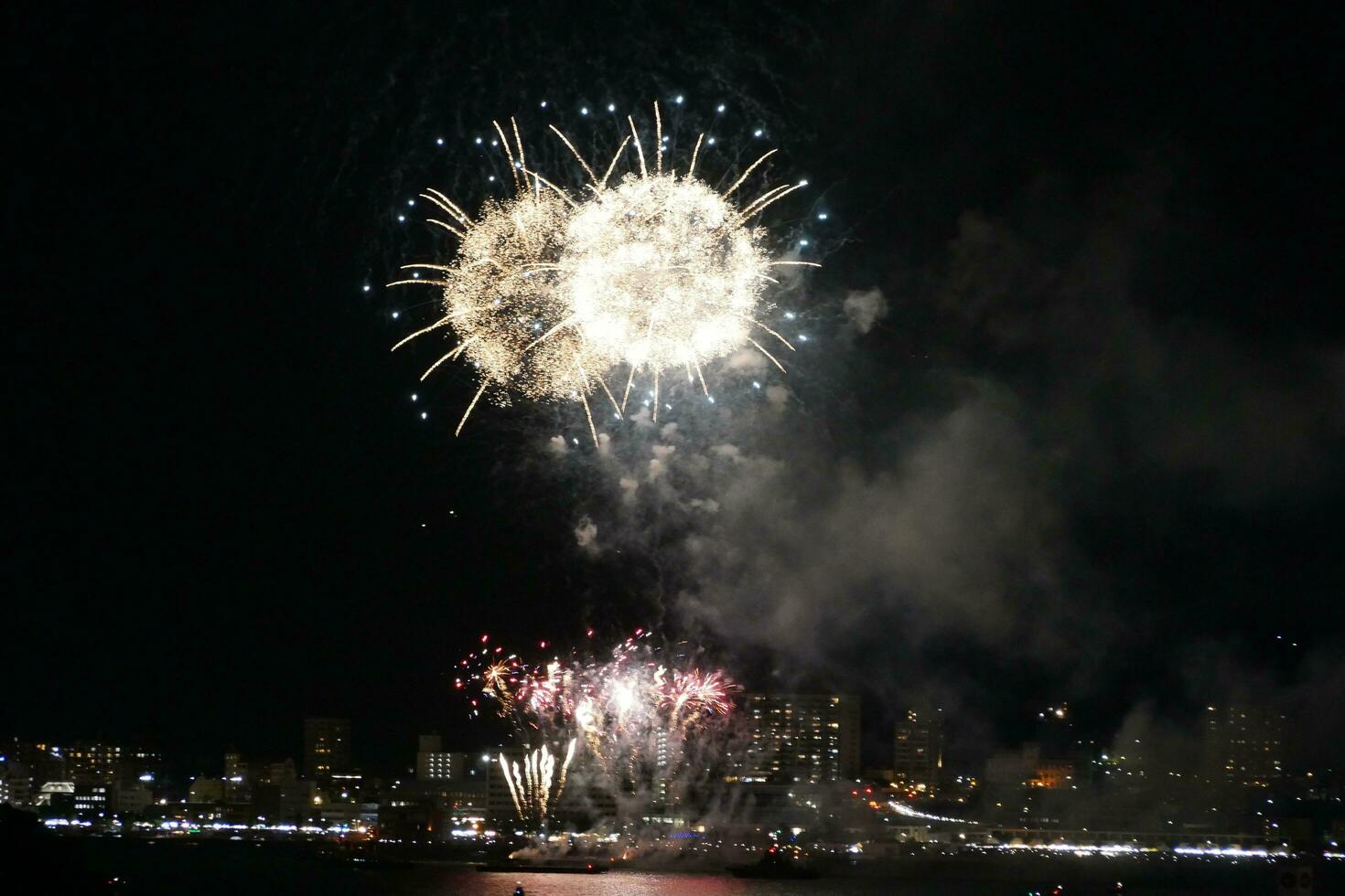 fireworks over the water photo
