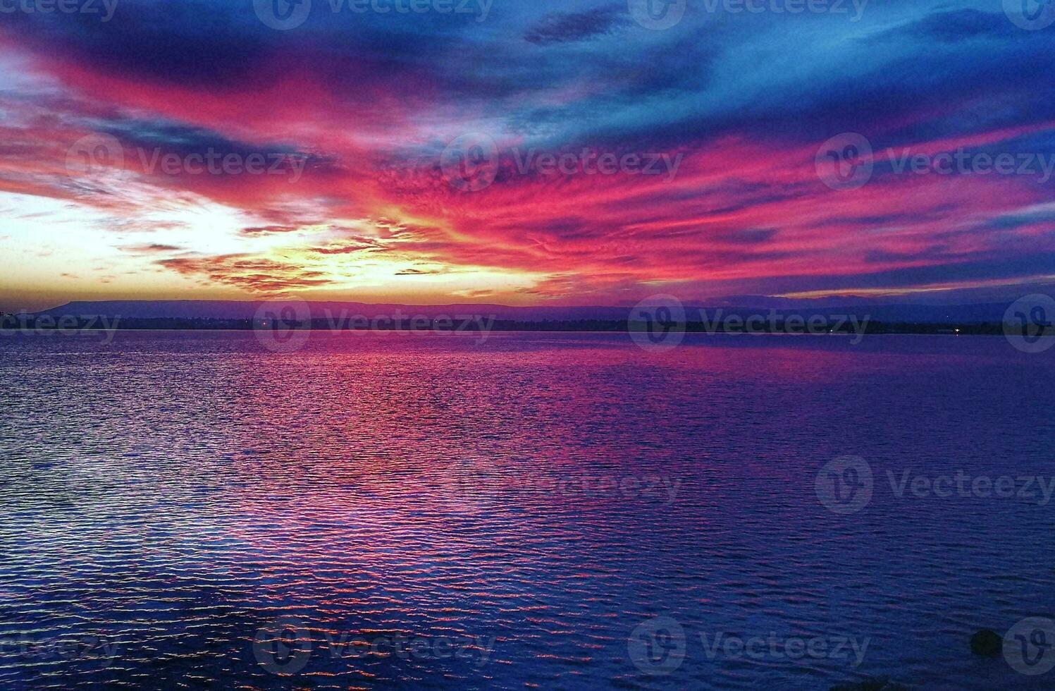 Tropical sea sunset tree sky view background photo