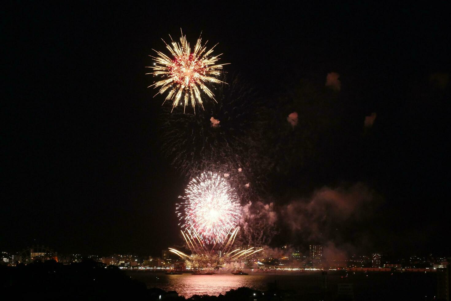 fireworks over the water photo