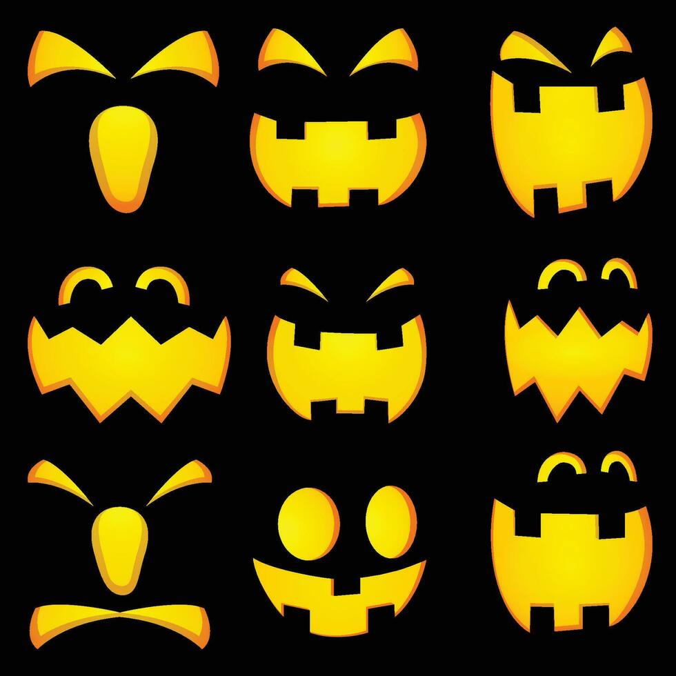 Halloween pumpkins faces vector