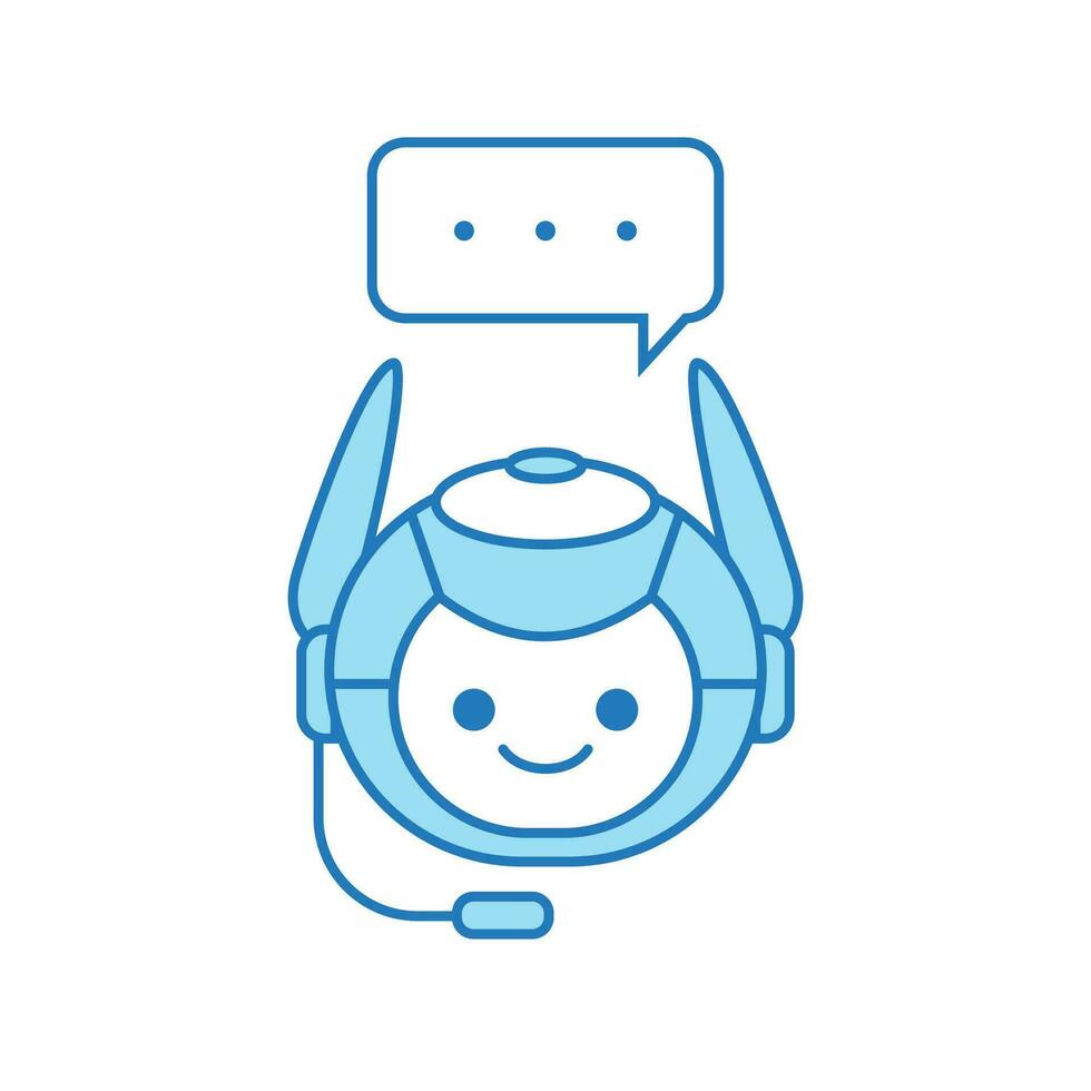 Chatbot Icon or Virtual Assistant Icon Design with Bubble Speech and Headset vector