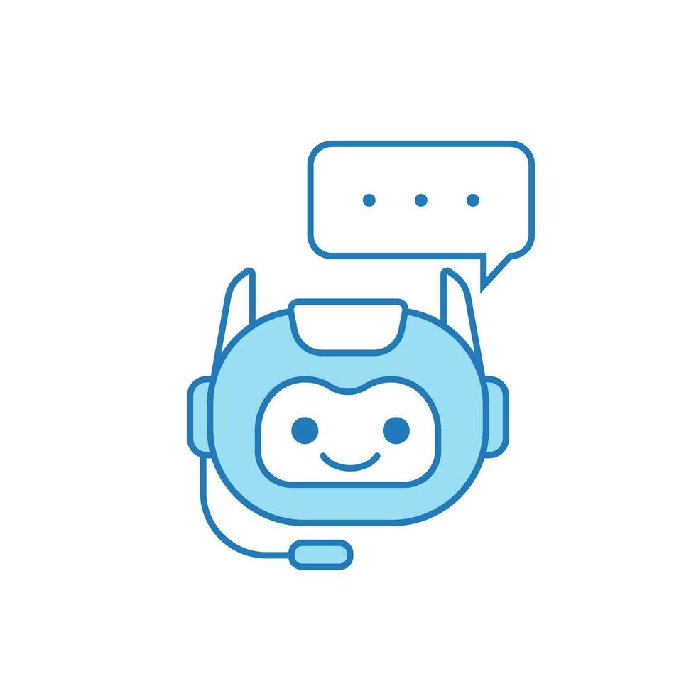 chatbot icono o virtual asistente icono diseño con burbuja habla y auriculares vector