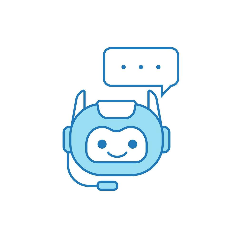 Chatbot Icon or Virtual Assistant Icon Design with Bubble Speech and Headset vector