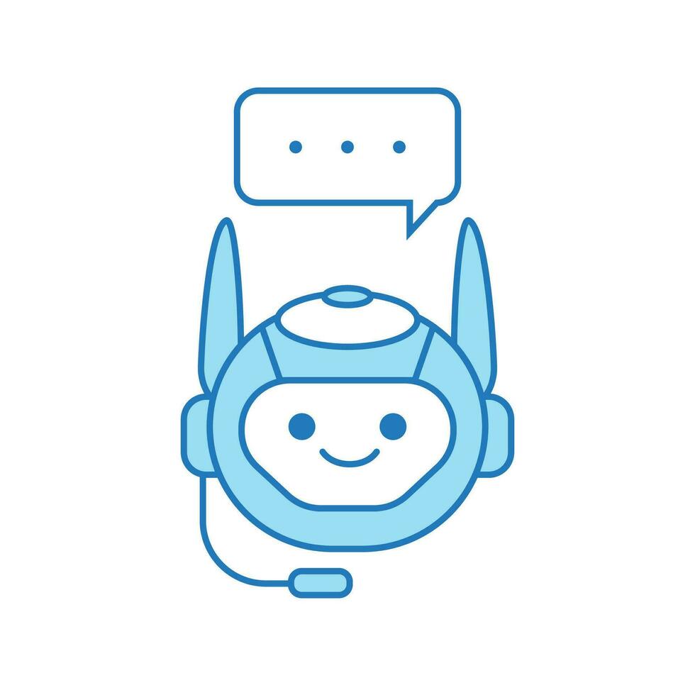 Chatbot Icon or Virtual Assistant Icon Design with Bubble Speech and Headset vector