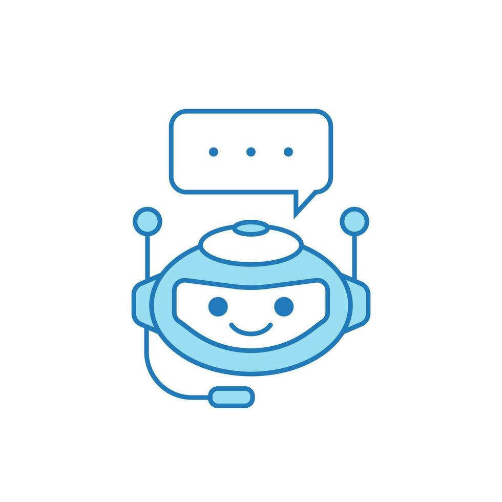 Chatbot Icon or Virtual Assistant Icon Design with Bubble Speech and Headset vector