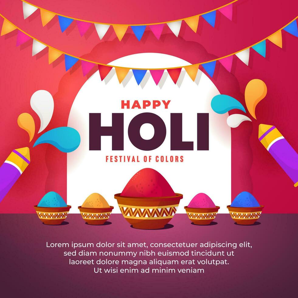 Happy holi festival design template for social media post vector