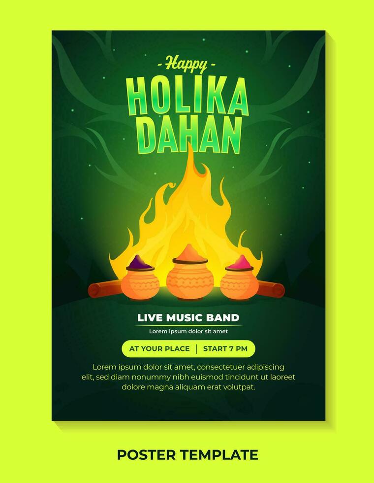 Happy holika dahan design template for poster vector