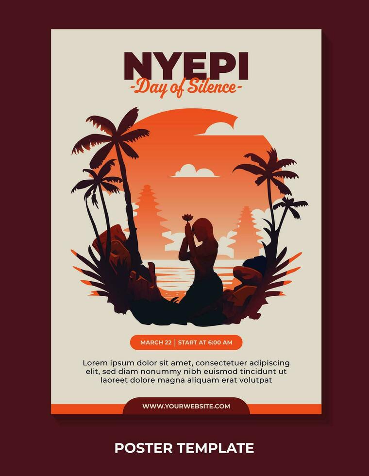 Greeting Bali Day of Silence or Hari Raya Nyepi poster design template vector