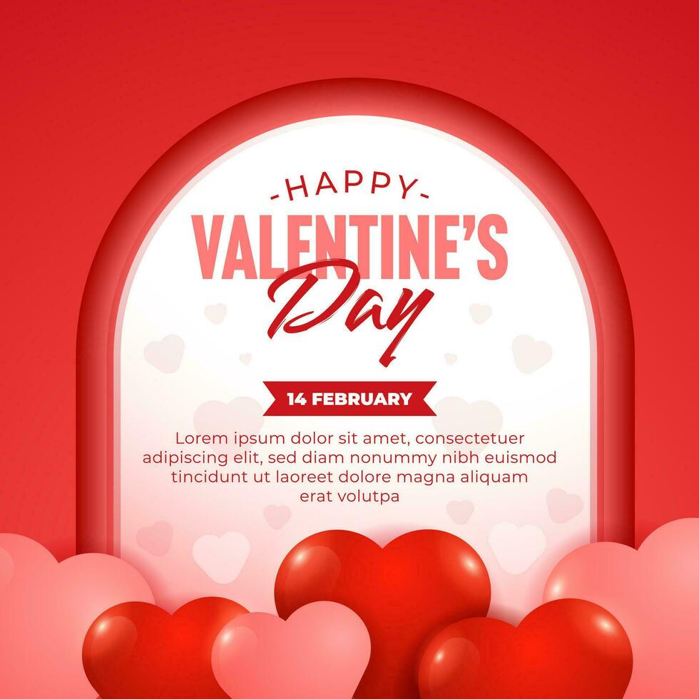 Happy Valentine's Day social media post template with Beautiful ornament of love vector