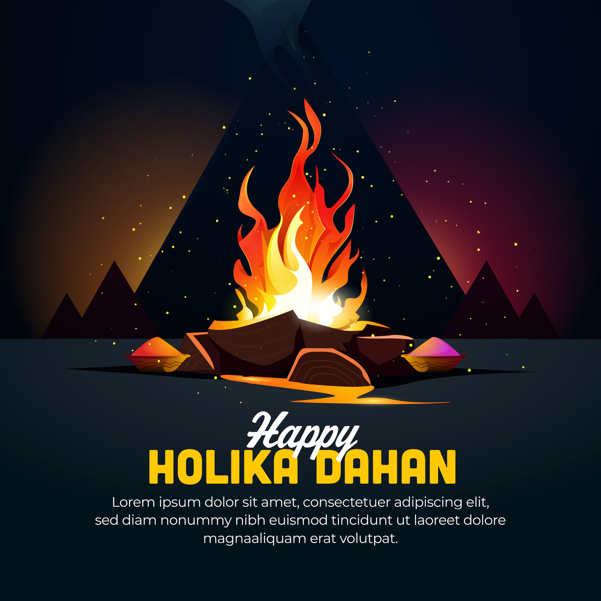 Happy holika dahan design template for social media post 27827187 ...