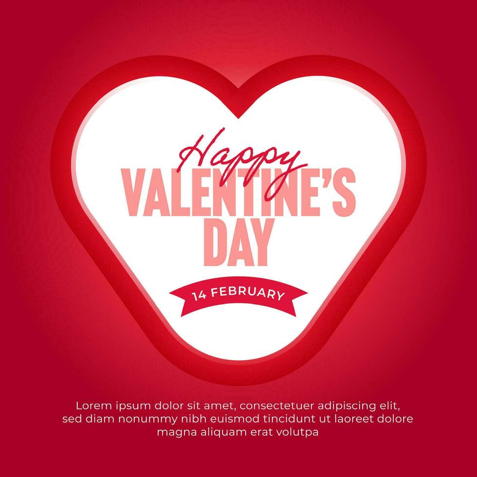 Happy Valentine's Day social media post template with Beautiful ornament of love vector