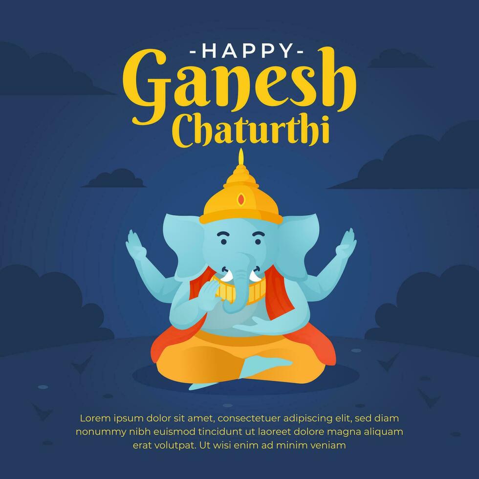 Social media post design template for ganesh chaturthi celebration vector