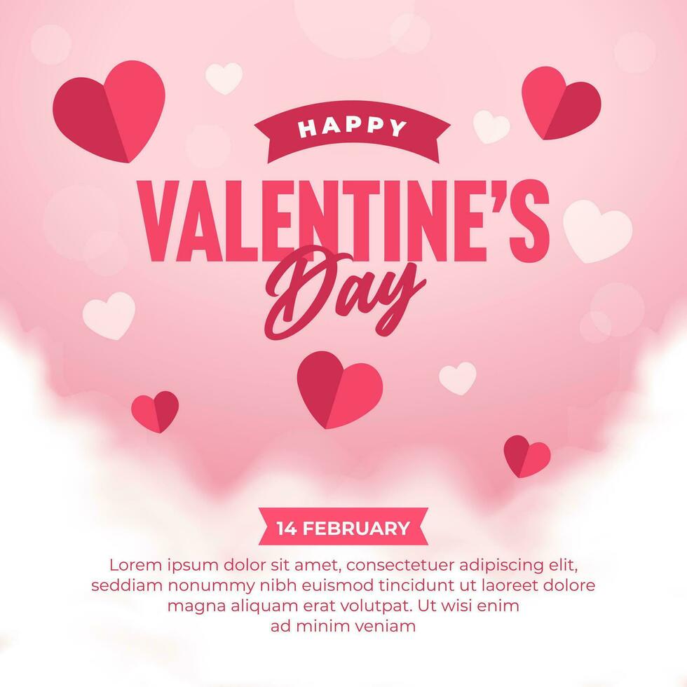 Happy Valentine's Day social media post template with Beautiful ornament of love vector