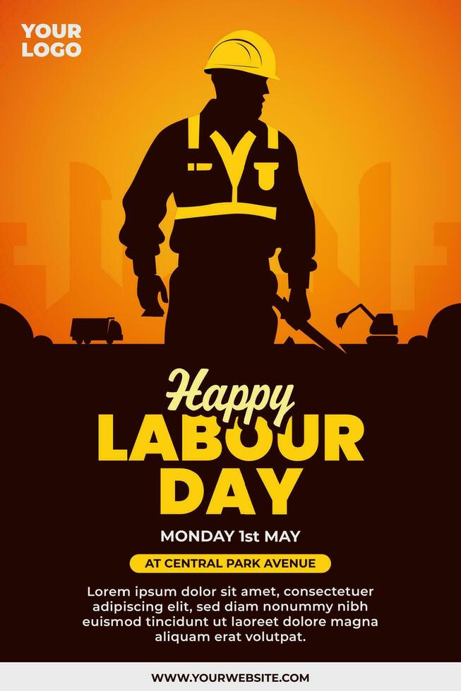 Happy labour day poster design template vector