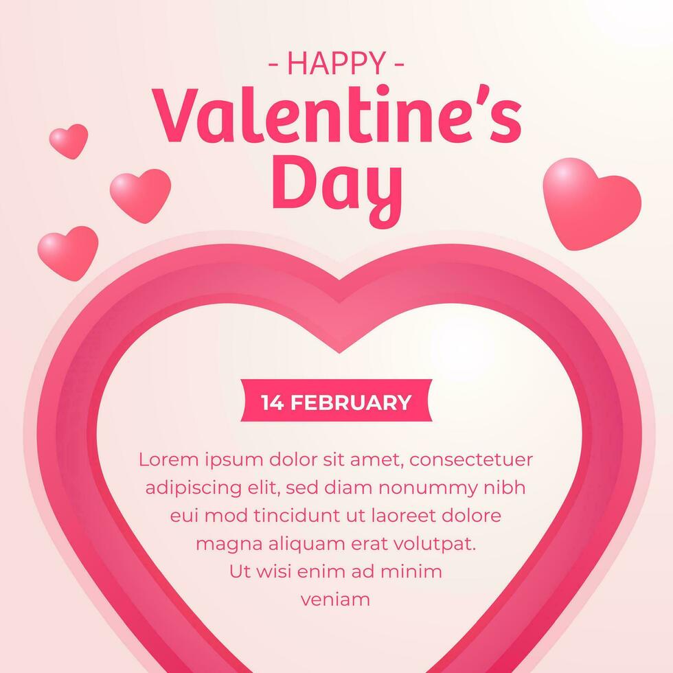 Happy Valentine's Day social media post template with Beautiful ornament of love vector