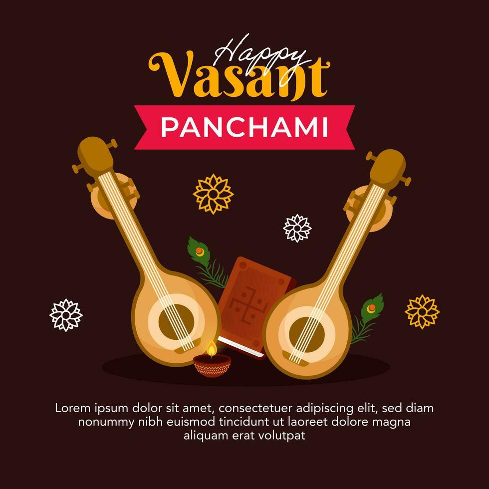 Happy vasant panchami celebration social media post design template vector