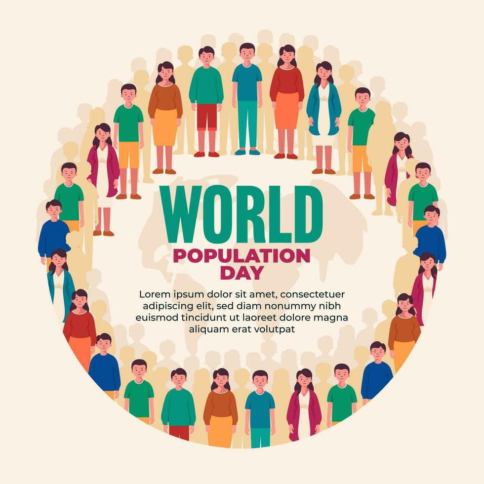 flat vector world population day