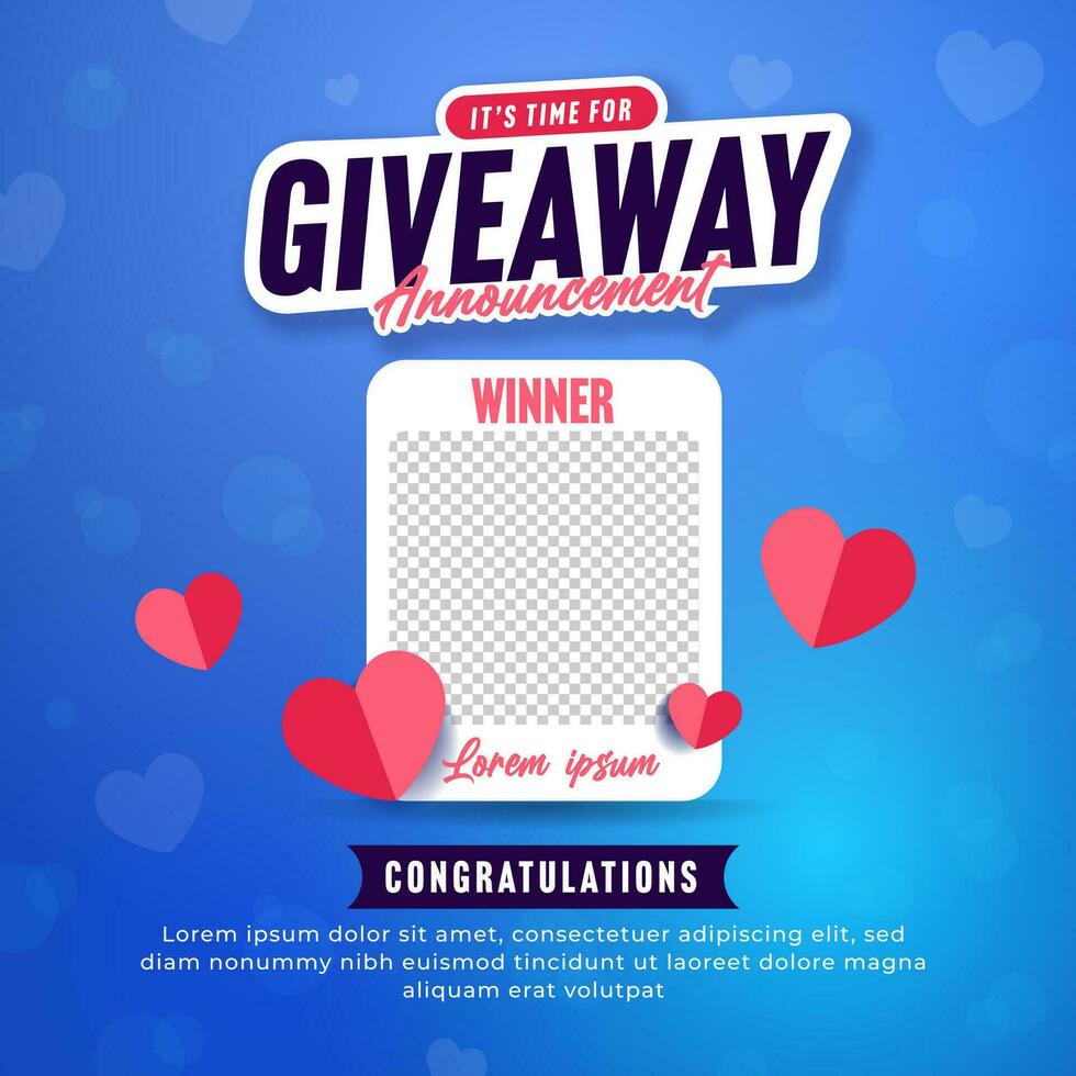 Giveaway announcement concept for social media post design template with valentine's day theme vector