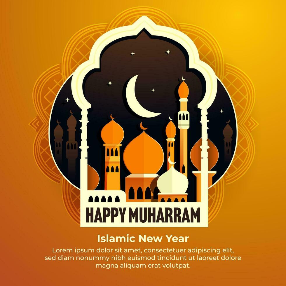 happy muharram islamic new year greeting vector