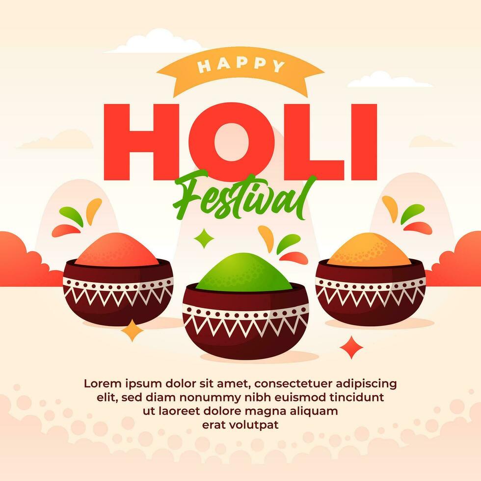 Happy holi festival design template for social media post vector