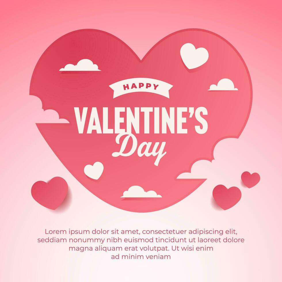 Happy Valentine's Day social media post template with Beautiful ornament of love vector