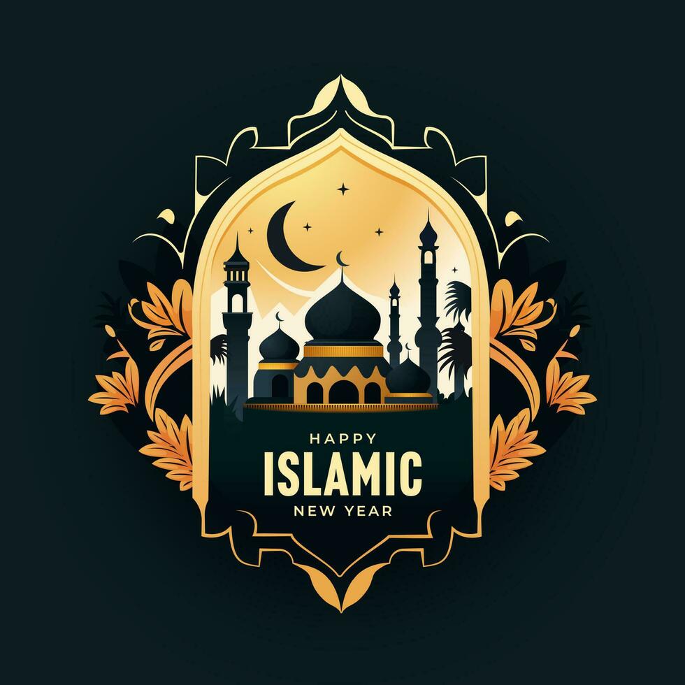 happy muharram islamic new year greeting vector