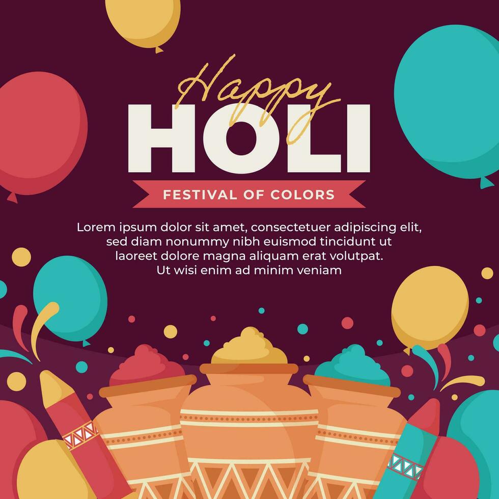 Happy holi festival design template for social media post vector