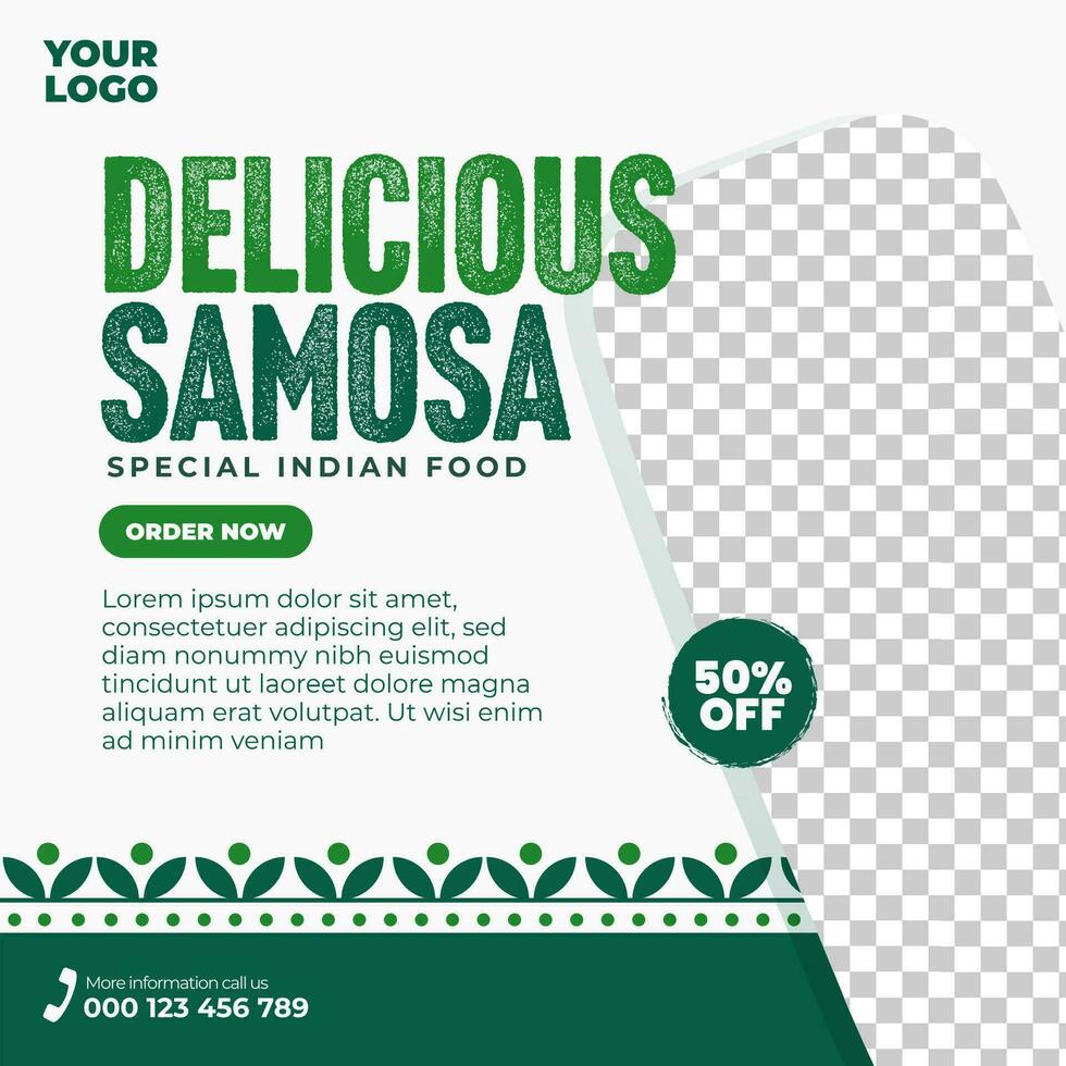Delicious indian food menu design for social media post template vector